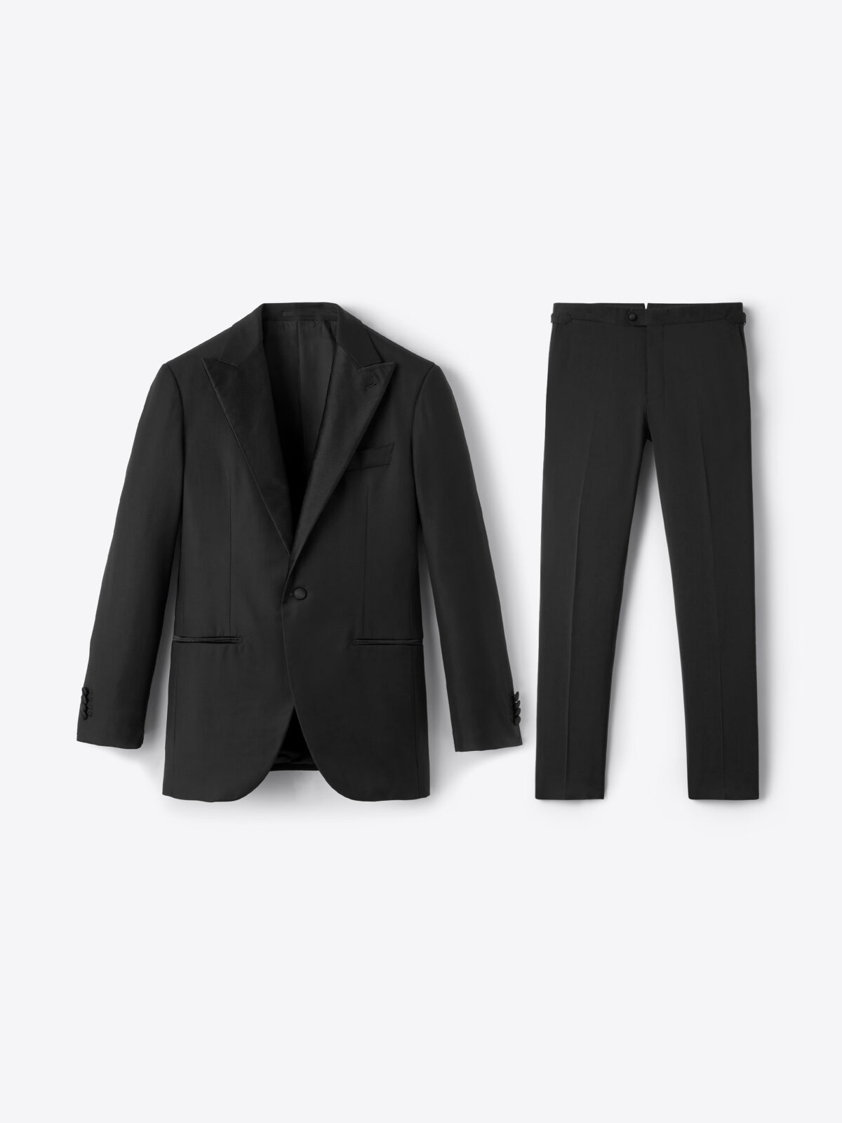Peak Lapel Loro Piana Fabric Black S150s Tuxedo Satin Lapel