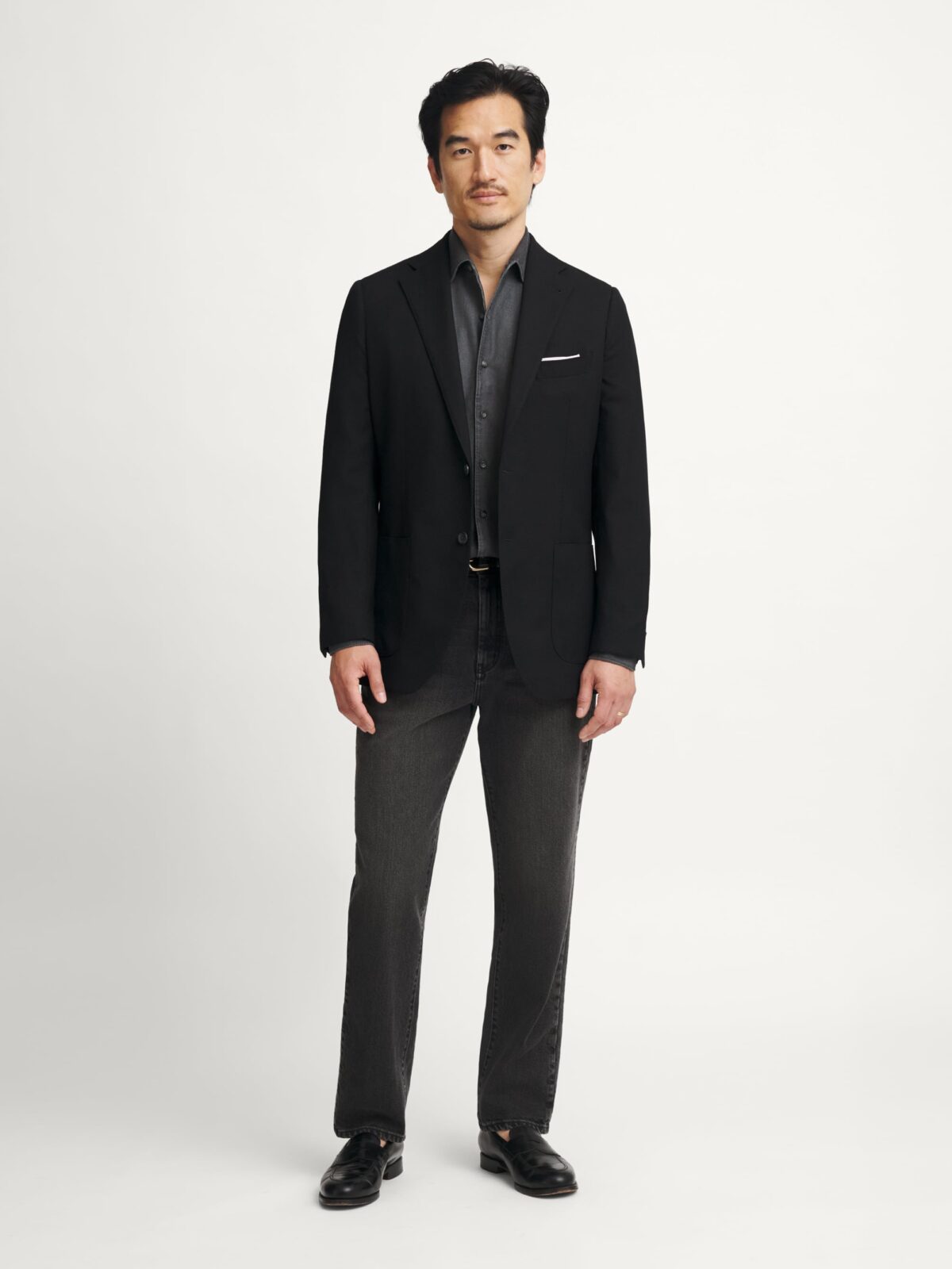 Reda Black Hopsack Bedford Jacket - Custom Fit Tailored Clothing