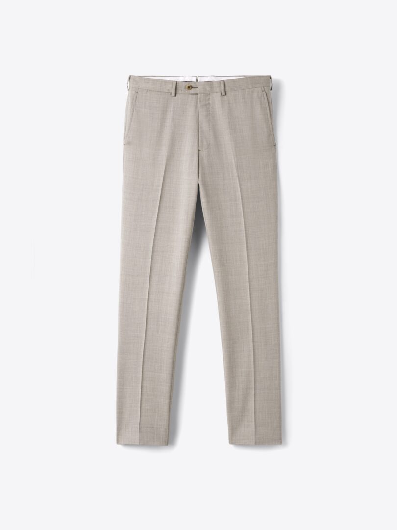 Men’s Drago Beige Melange S130s Tropical Wool Dress Pant Thumb