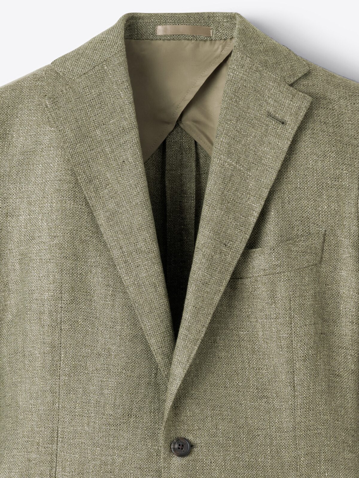 Faded Olive Linen and Lyocell Hopsack Bedford Jacket - Custom Fit