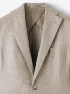 Beige Linen and Lyocell Hopsack Bedford Jacket - Custom Fit