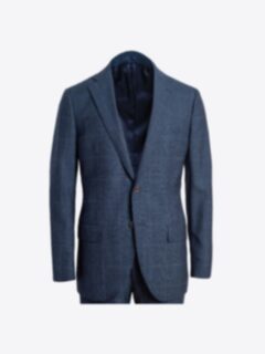 Shop Allen Blue S130s Windowpane Suit Jacket
