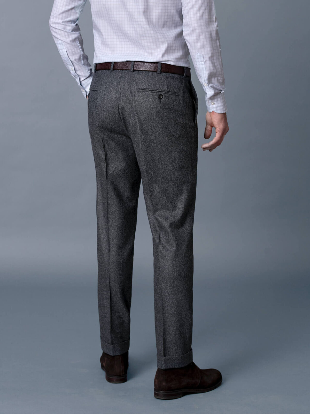 Allen Grey Wool Flannel Cuffed Dress Pant - Custom Fit Tailored