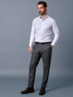 Allen Grey Wool Flannel Cuffed Dress Pant - Custom Fit Tailored Clothing