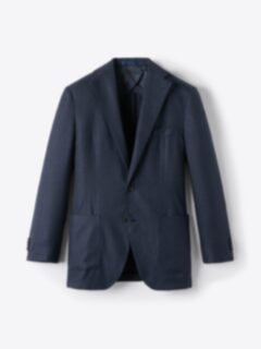 Shop Navy Wool Silk and Linen Hopsack Bedford Jacket