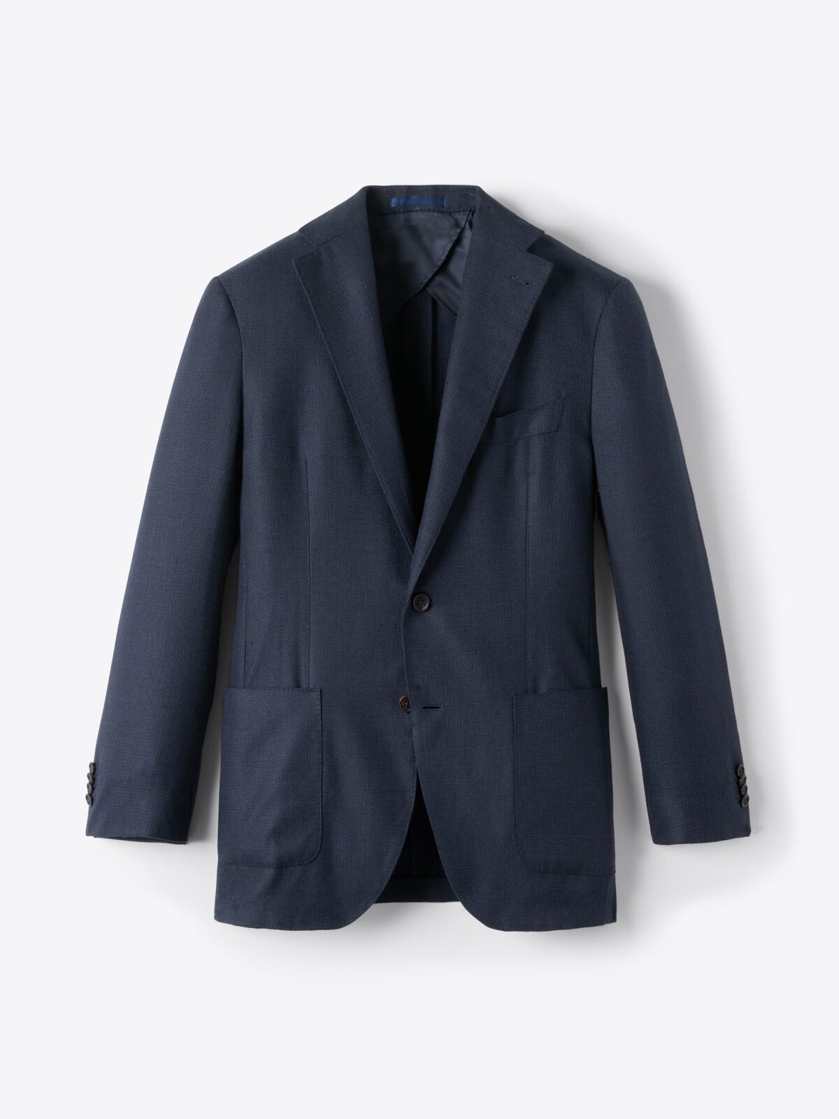 Navy Wool Silk and Linen Hopsack Bedford Jacket - Custom Fit