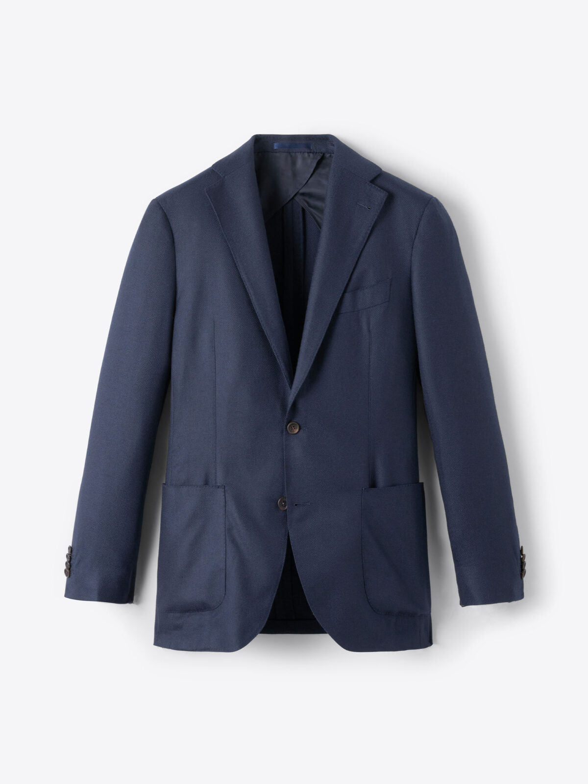 Navy Cashmere and Silk Hopsack Bedford Jacket