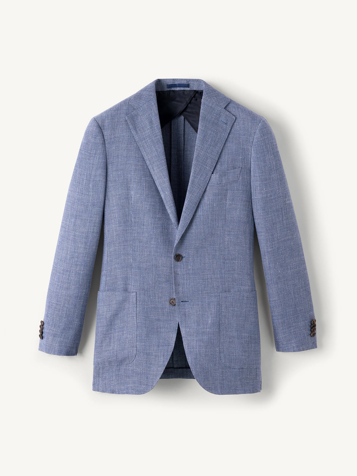 Drago Faded Blue Wool and Linen Bedford Jacket - Custom Fit