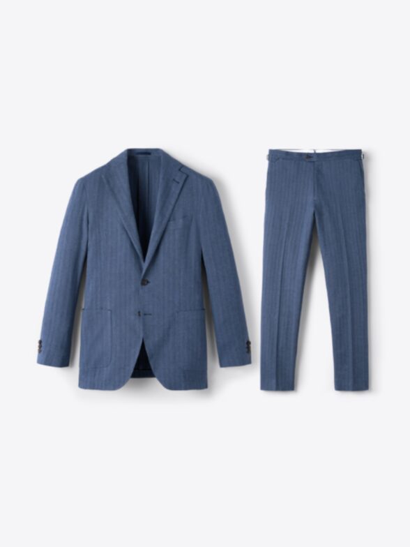 Thumb Photo of Slate Herringbone Cotton and Linen Stretch Waverly Suit