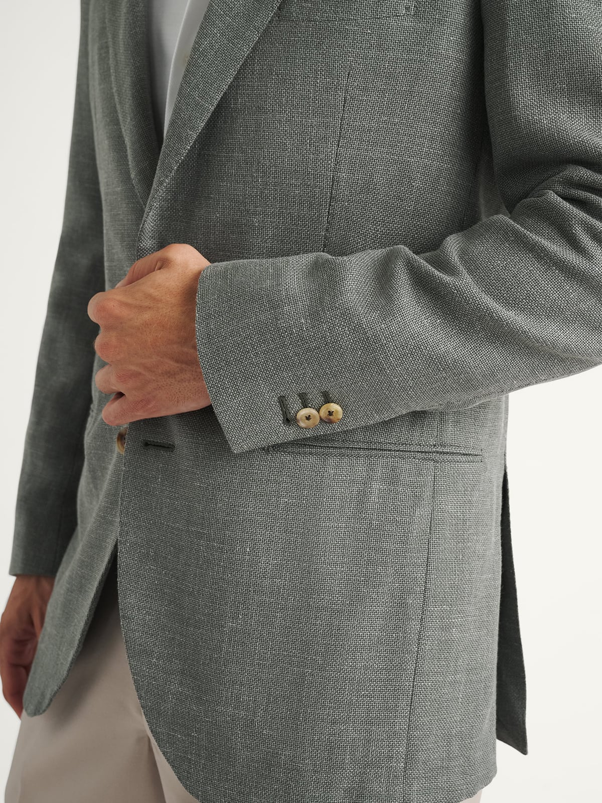 VBC Sage Wool Silk and Linen Hopsack - Custom Fit Tailored Clothing