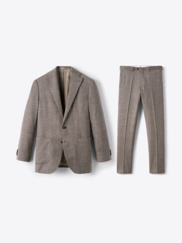 Thumb Photo of Mocha Wool and Linen Stretch Bedford Suit