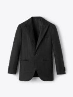 Shop Peak Lapel Loro Piana Fabric Black S150s Dinner Jacket Satin Lapel