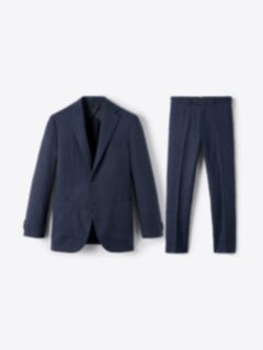 Shop Navy Plaid Wool and Linen Stretch Bedford Suit