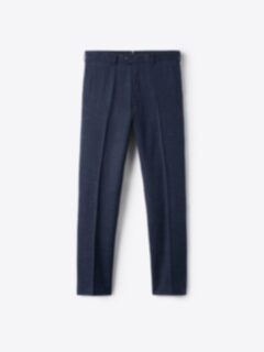 Shop Navy Plaid Wool and Linen Stretch Dress Pant