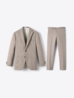 Shop Beige Wool and Linen Stretch Bedford Suit
