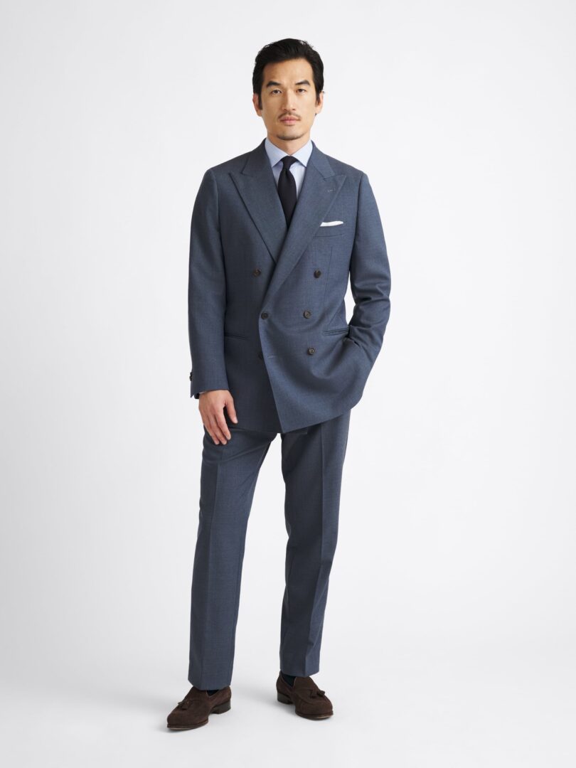 Double Breasted Slate Stretch 3 Ply Fresco Carmine Suit Thumb Detail