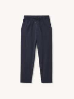 Amalfi Navy Cotton and Linen Stretch Drawstring Pant - Custom Fit