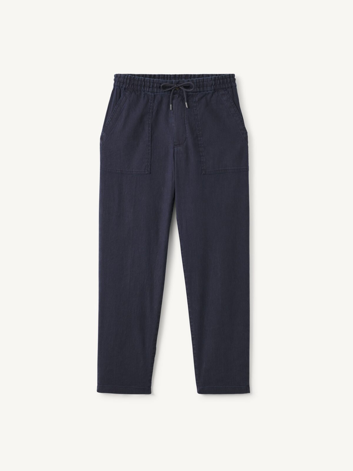 Amalfi Navy Cotton and Linen Stretch Drawstring Pant - Custom Fit