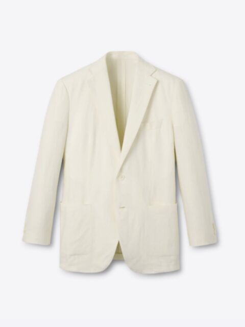Stone Wool and Linen Stretch Bedford Jacket - Custom Fit Tailored