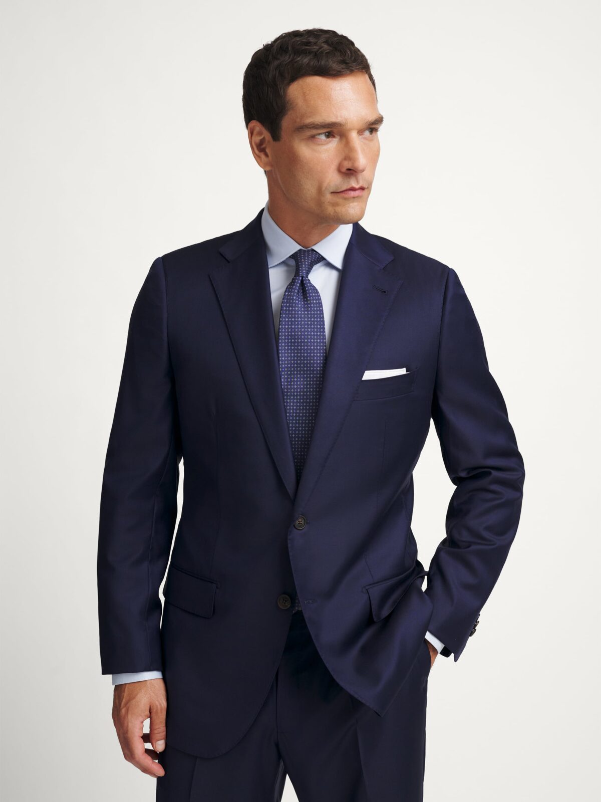 Loro Piana Fabric S170s Navy Wool and Cashmere Mercer Suit