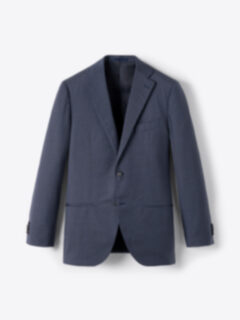 Shop Loro Piana Fabric Navy Tropical Wool Suit Jacket