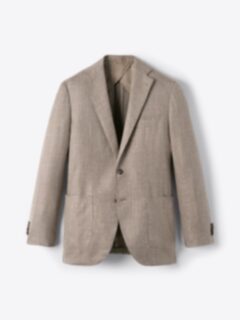 Shop Loro Piana Faded Brown Wool Silk Linen Herringbone Hudson Jacket