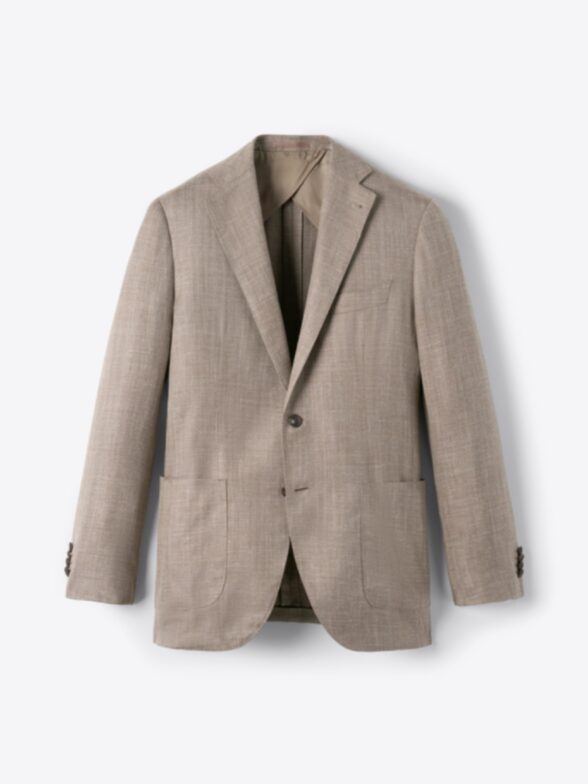 Thumb Photo of Loro Piana Faded Brown Wool Silk Linen Herringbone Hudson Jacket