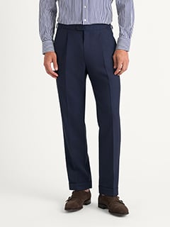 VBC Navy Tropical Fresco Single Pleated Dress Pant - Custom Fit