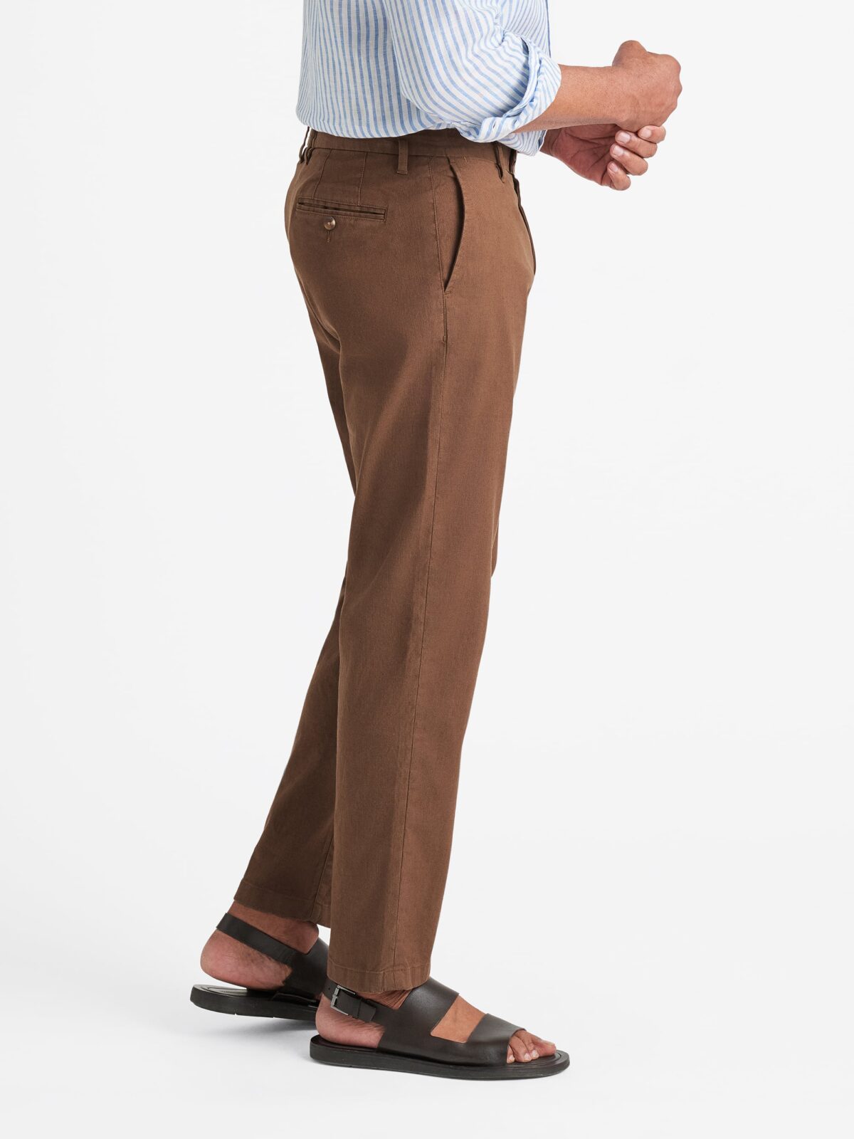 Tobacco Bergamo Cotton Linen Stretch Chino - Custom Fit Pants