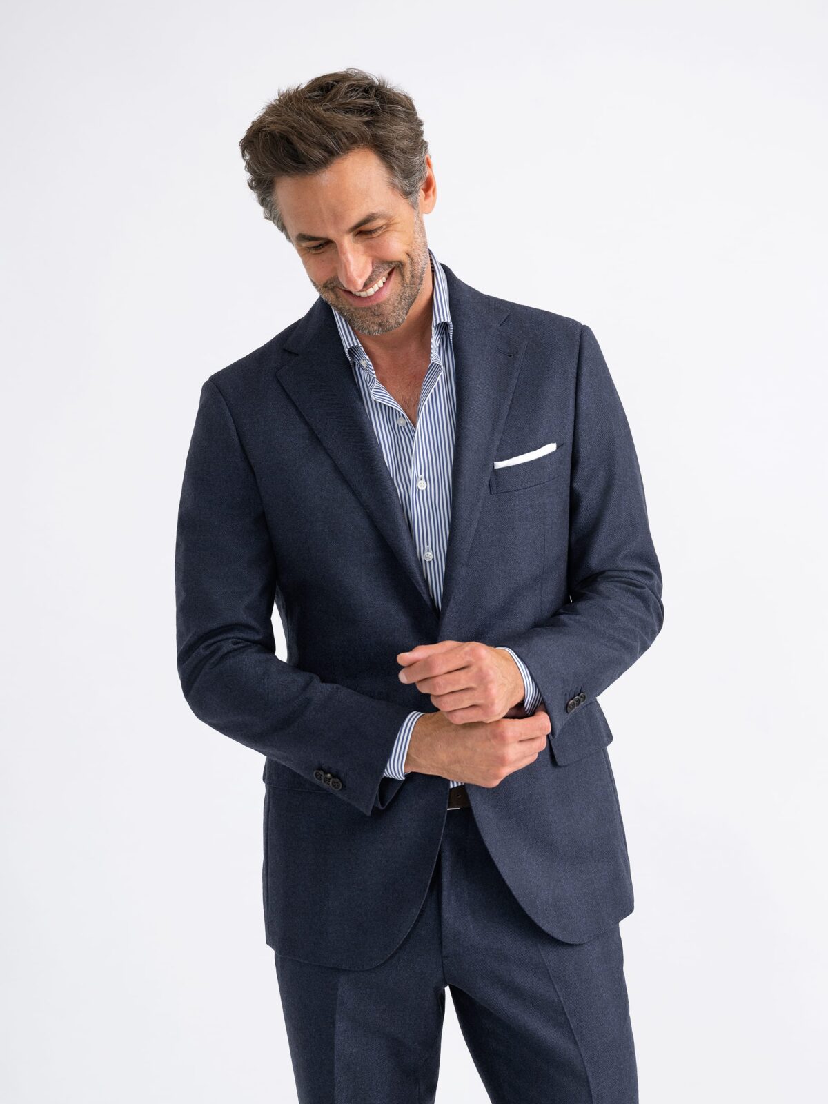 Navy Herringbone Flannel Thompson Suit