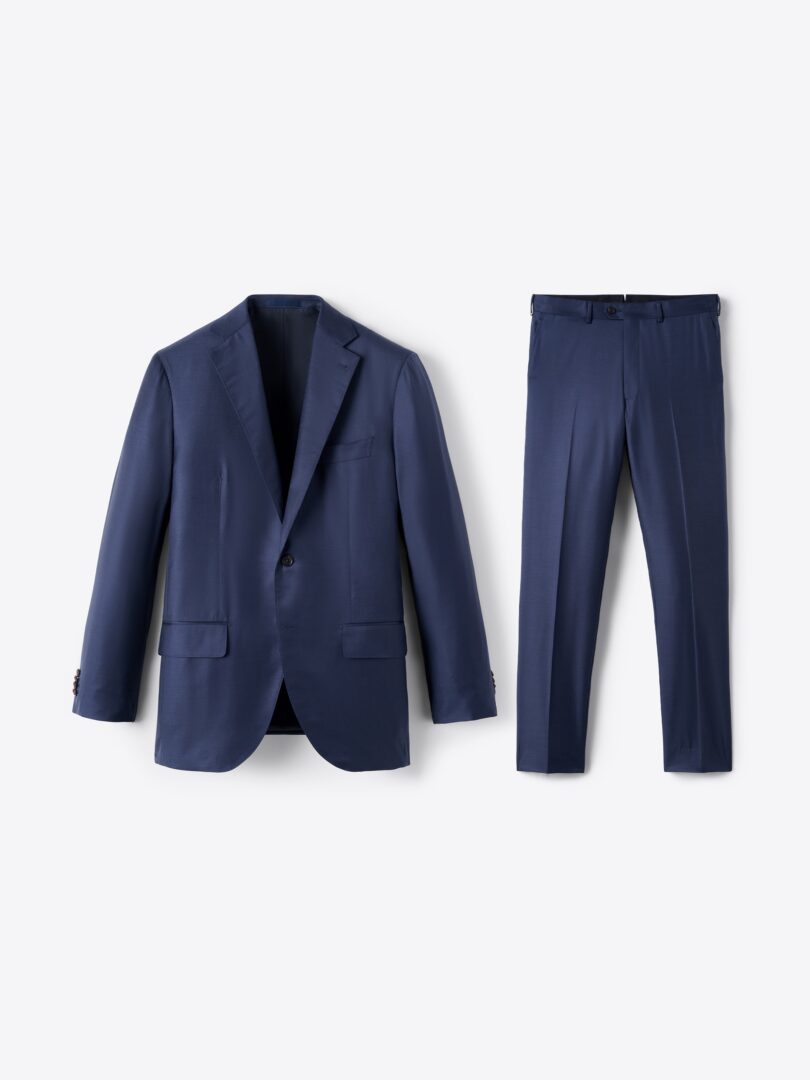 Men’s Loro Piana Fabric Navy S170s Wool and Silk Mercer Suit Thumb