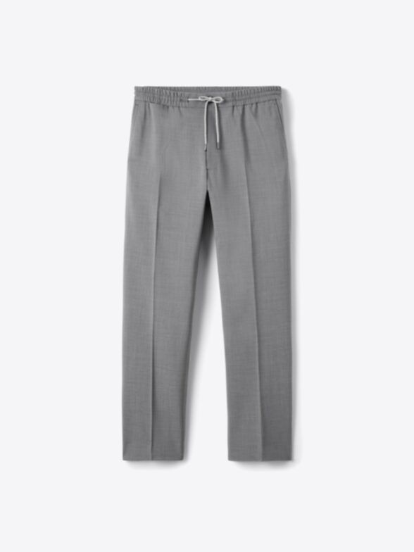 Thumb Photo of Light Grey Stretch Wool Drawstring Trouser