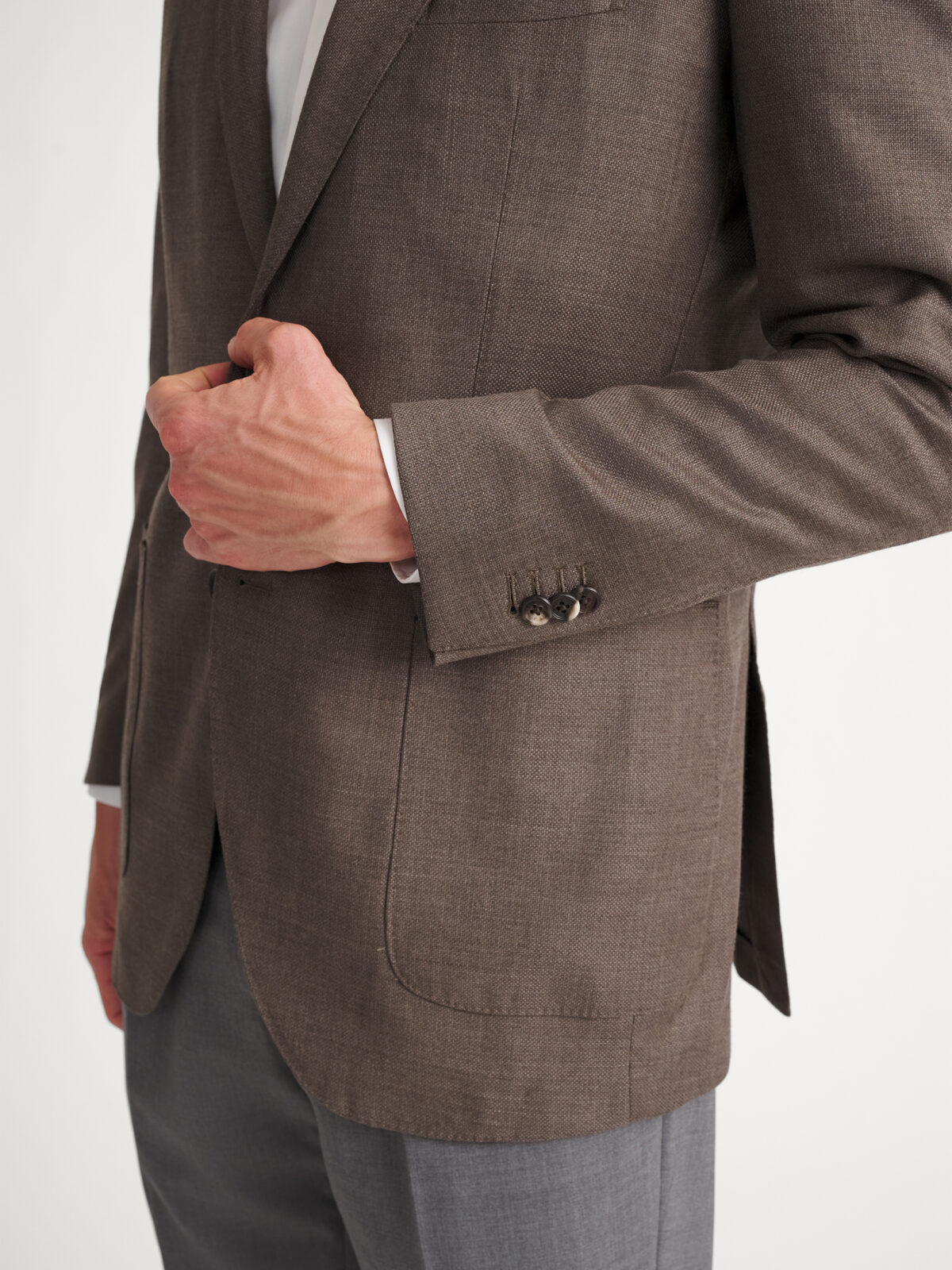Loro Piana Fabric Mocha S150s Hopsack Hudson Jacket - Custom Fit
