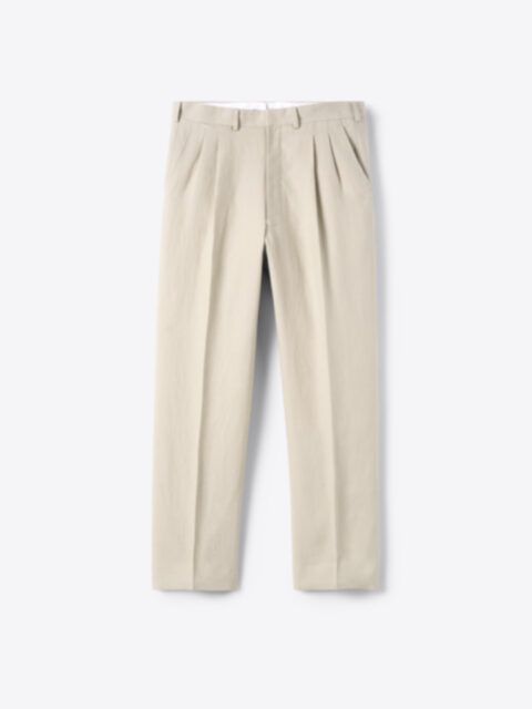 Suggested Item: Beige Linen Wide Leg Double Pleated Dress Pant