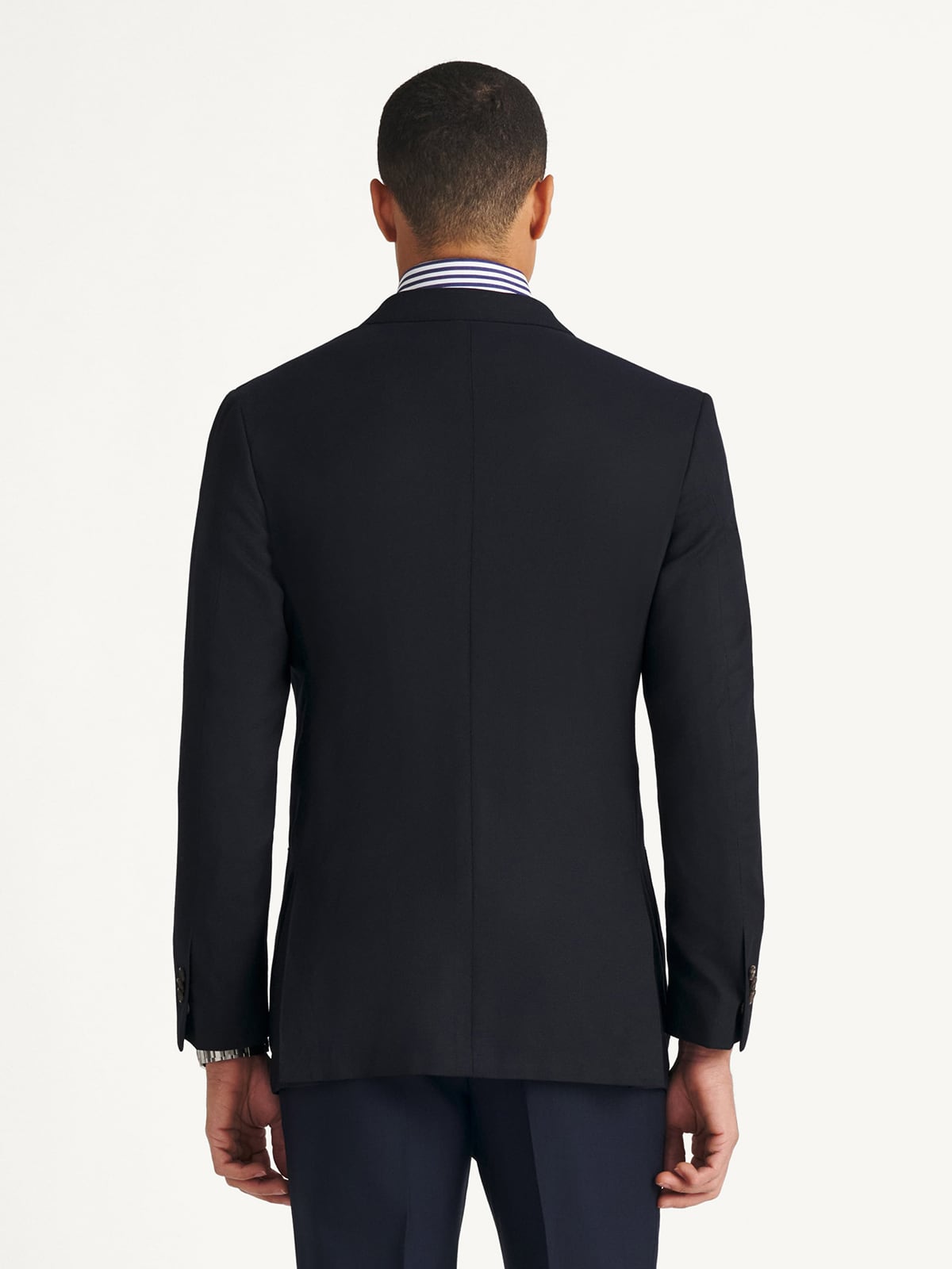Double Breasted Reda Navy Hopsack Bedford Jacket - Custom Fit