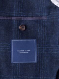 Hudson Navy and Blue Check Textured Wool Jacket - Custom Fit Hudson Navy and Blue Check Textured Wool Jacket - Custom Fit