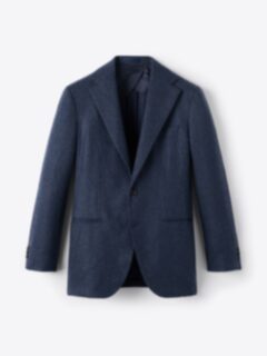 Shop Delfino Navy Herringbone Wool and Cashmere Downing Jacket