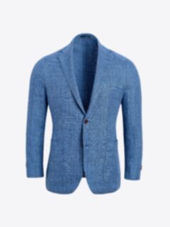 Shop Bedford Light Blue Windowpane Linen and Wool Jacket