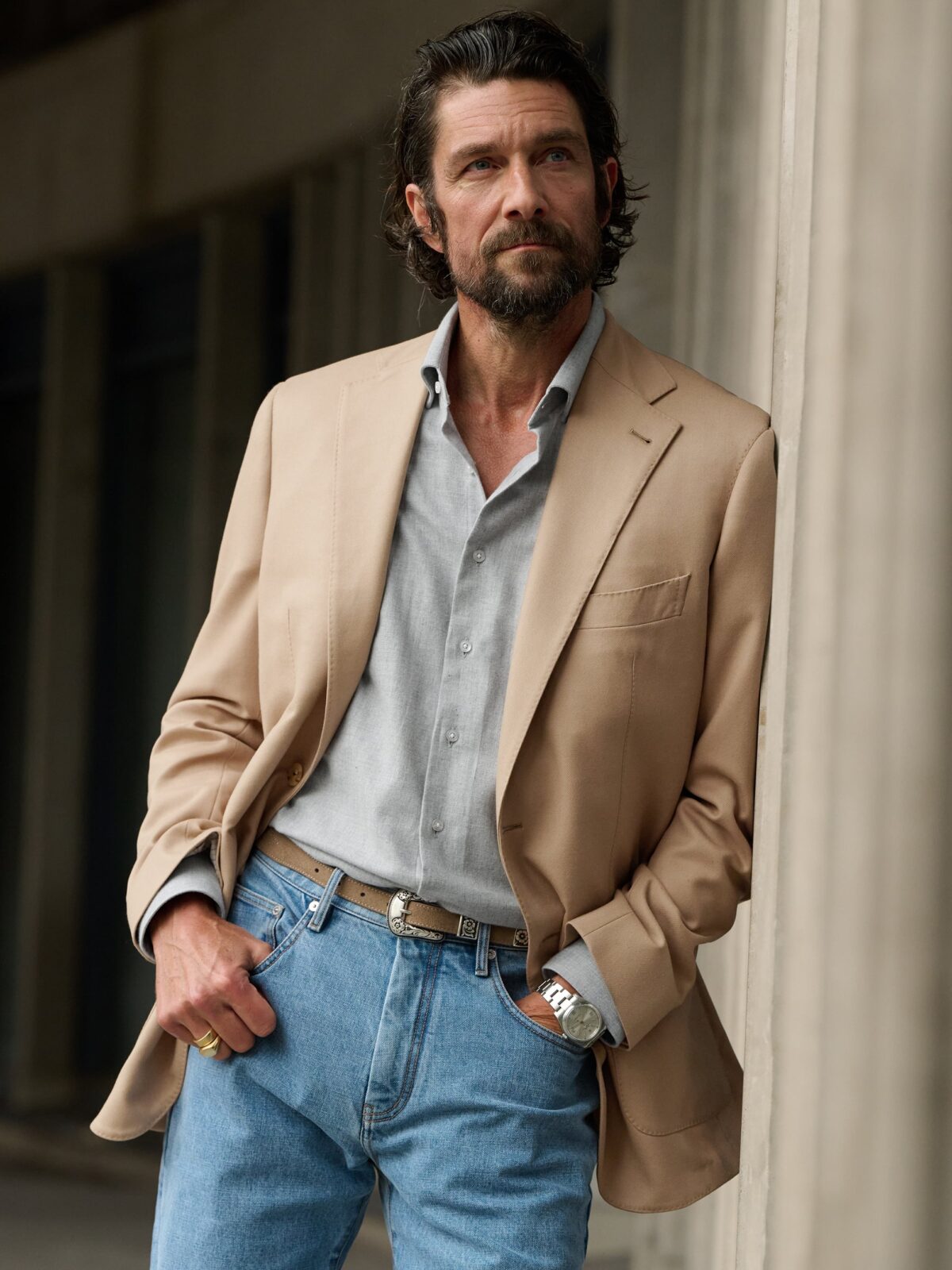 Camel Italian Flannel Bedford Jacket - Custom Fit Tailored Clothing