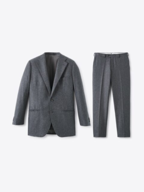 Double Breasted VBC Grey Chalkstripe Flannel Carmine Suit - Custom