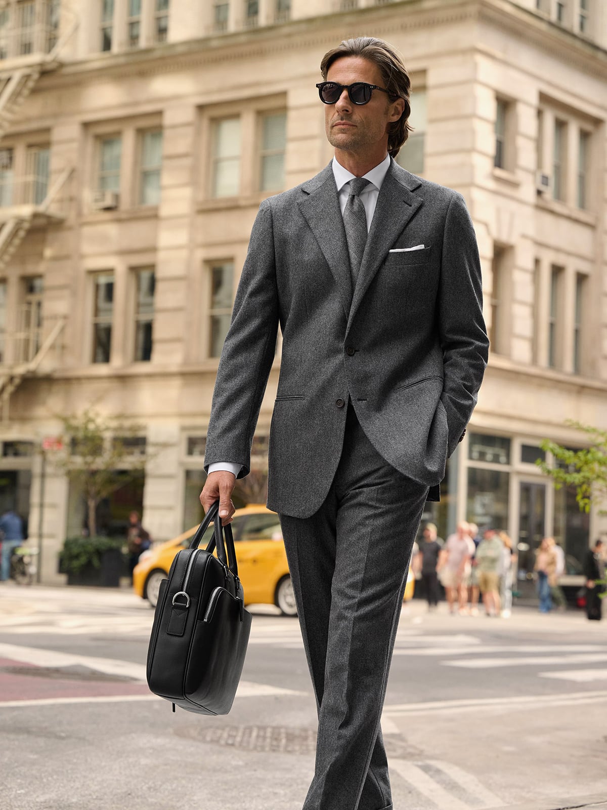 VBC Grey Wool Flannel Downing Suit - Custom Fit Tailored Clothing