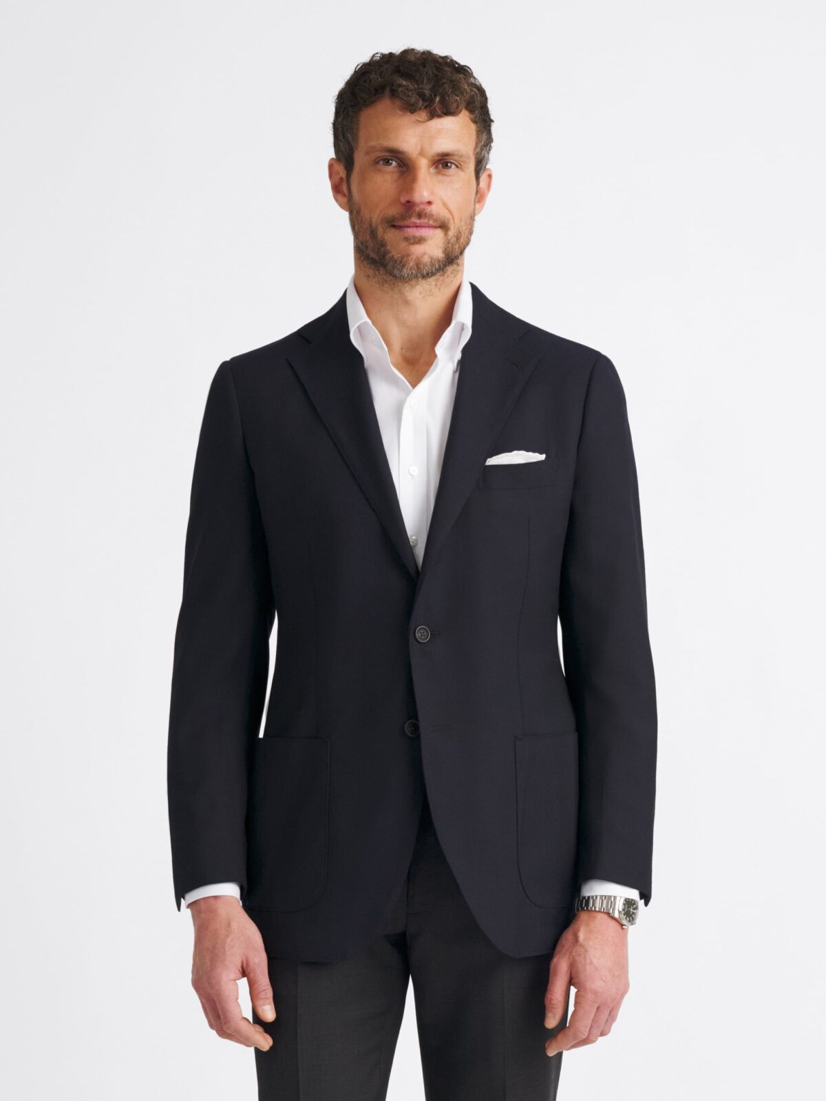 Reda Navy Hopsack Bedford Jacket - Custom Fit Tailored Clothing