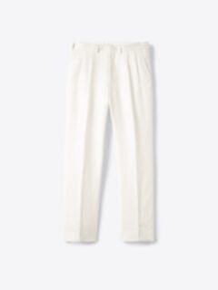 Shop Ivory Linen Wide Leg Double Pleated Dress Pant