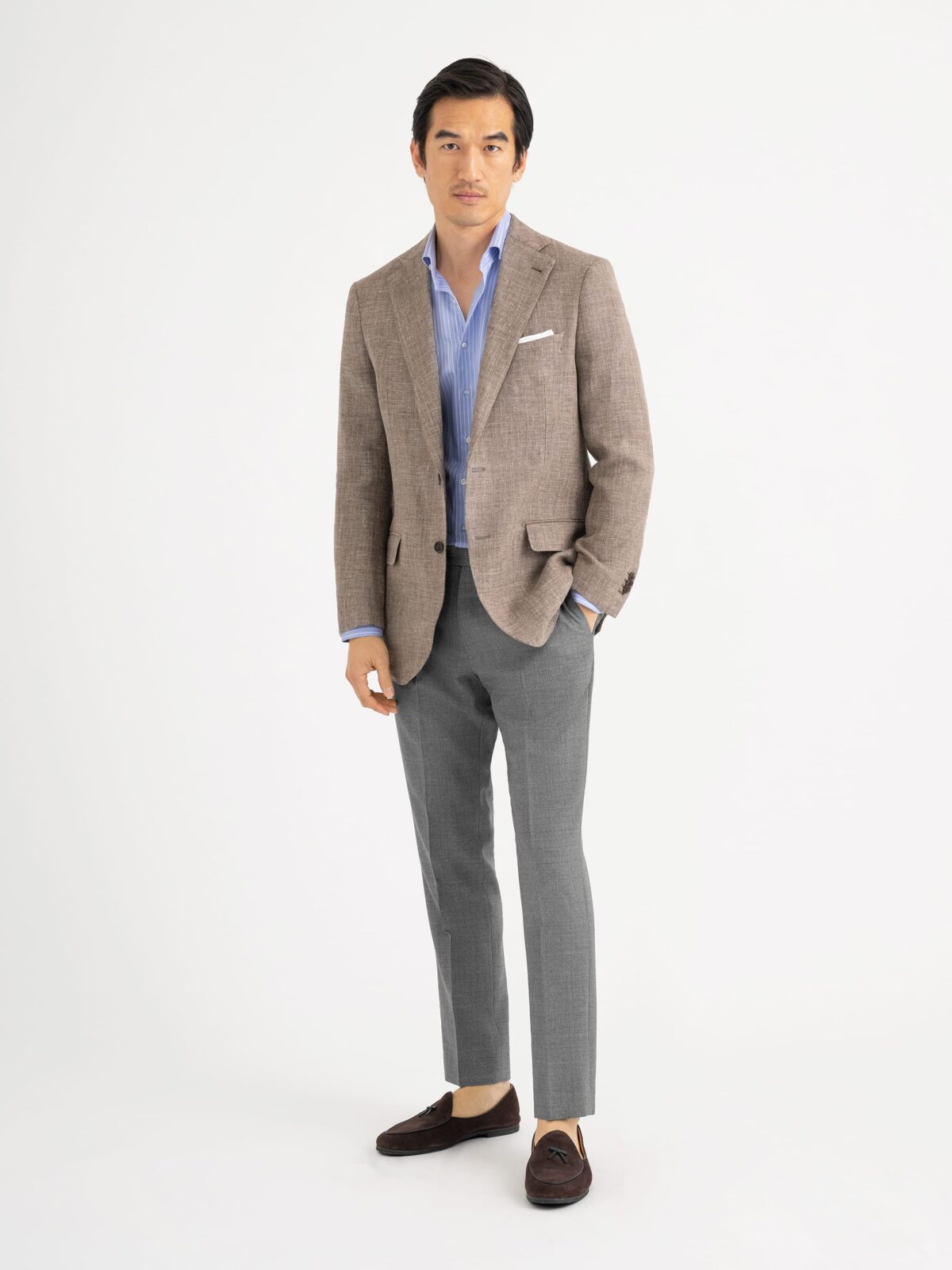 ヘラクレス　ベトジャン Drago Chestnut Wool and Linen Hopsack Bedford Jacket - Custom Fit