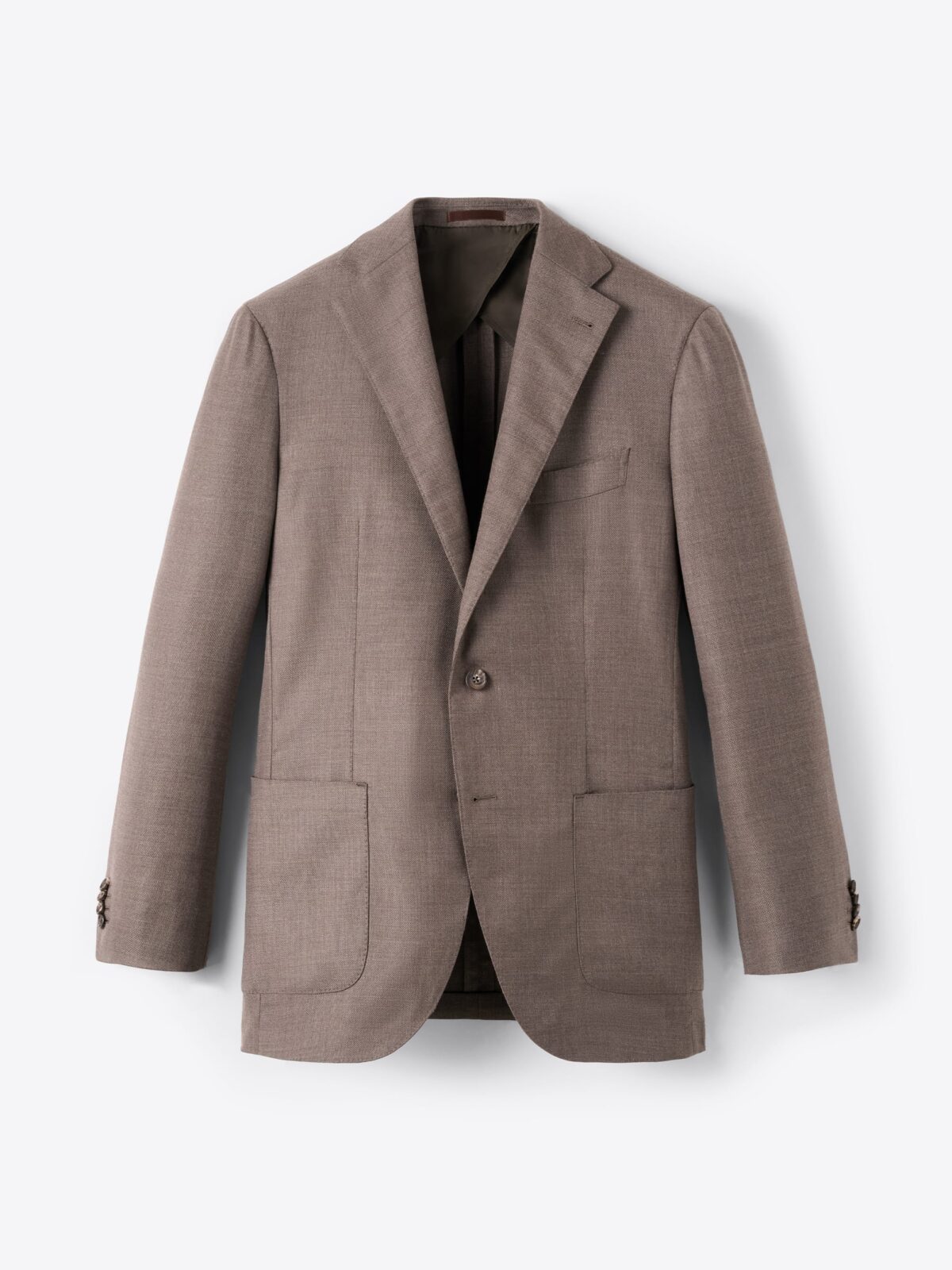 Mocha Loro Piana Fabric S150s Hopsack Jacket - Custom Fit Tailored