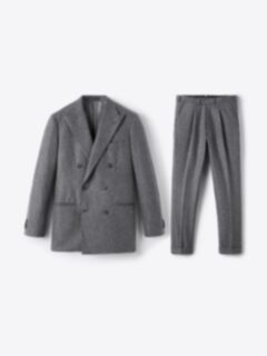 Shop Double Breasted VBC Grey Wool Flannel Carmine Suit