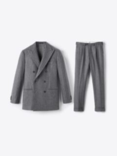 Shop Double Breasted VBC Grey Chalkstripe Flannel Carmine Suit