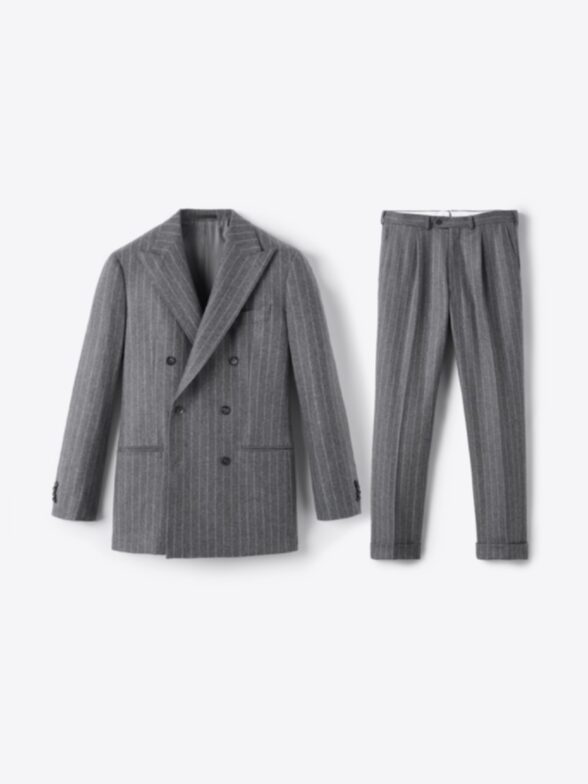 Thumb Photo of Double Breasted VBC Grey Chalkstripe Flannel Carmine Suit