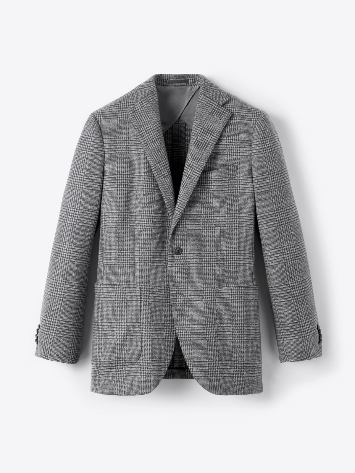 Grey Glen Plaid Italian Flannel Bedford Jacket - Custom Fit