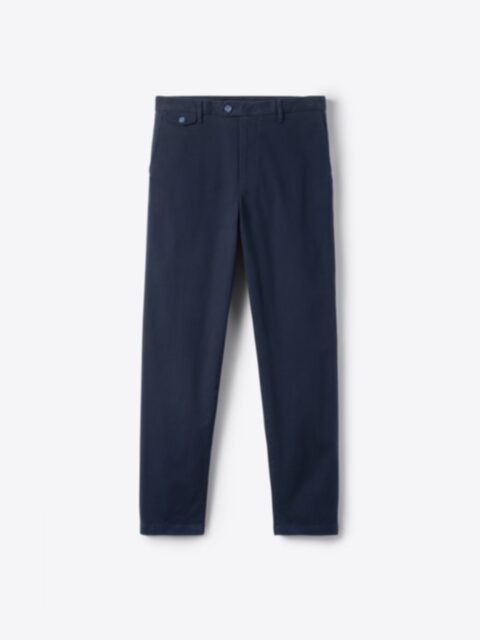 Brenta Navy Brushed Stretch Cotton Chino - Custom Fit Pants